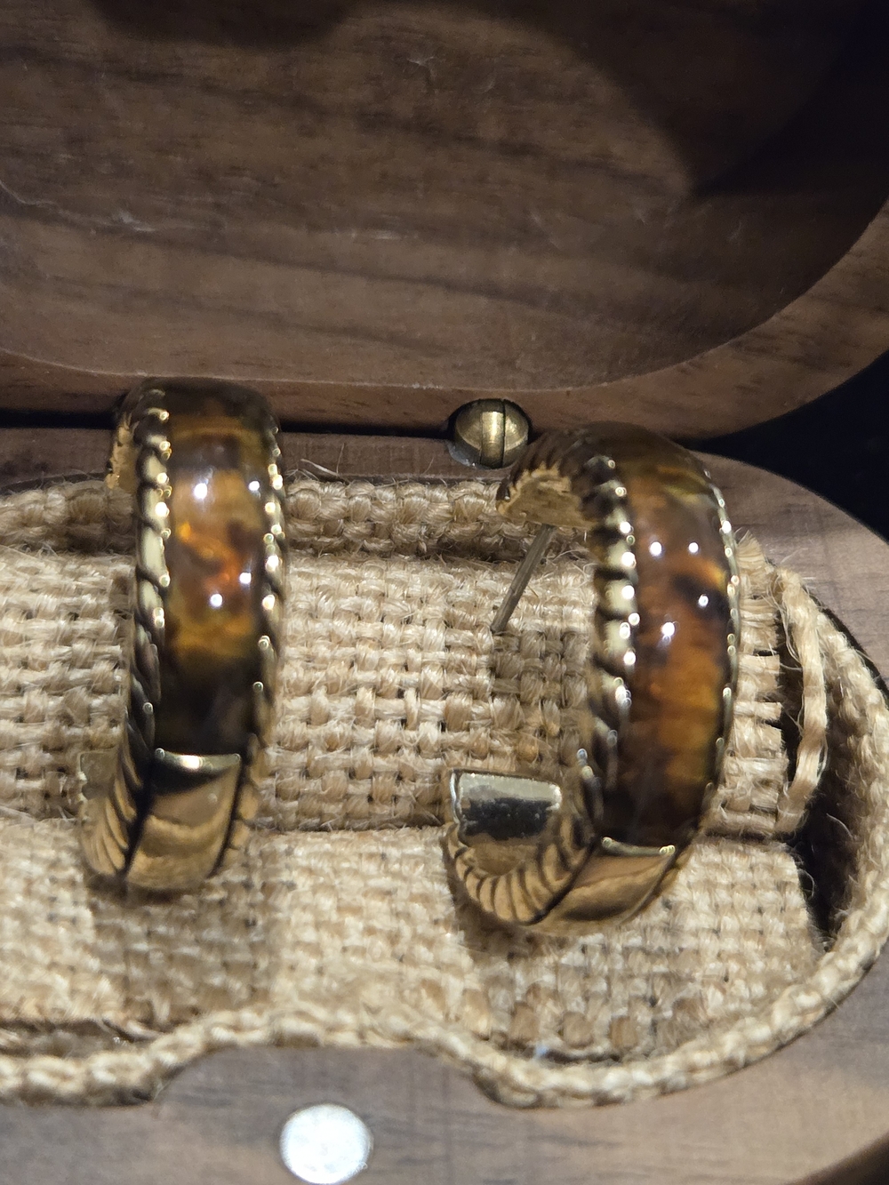 Vintage Monet Gold-Tone Faux Tortoise Shell Enamel Hoop